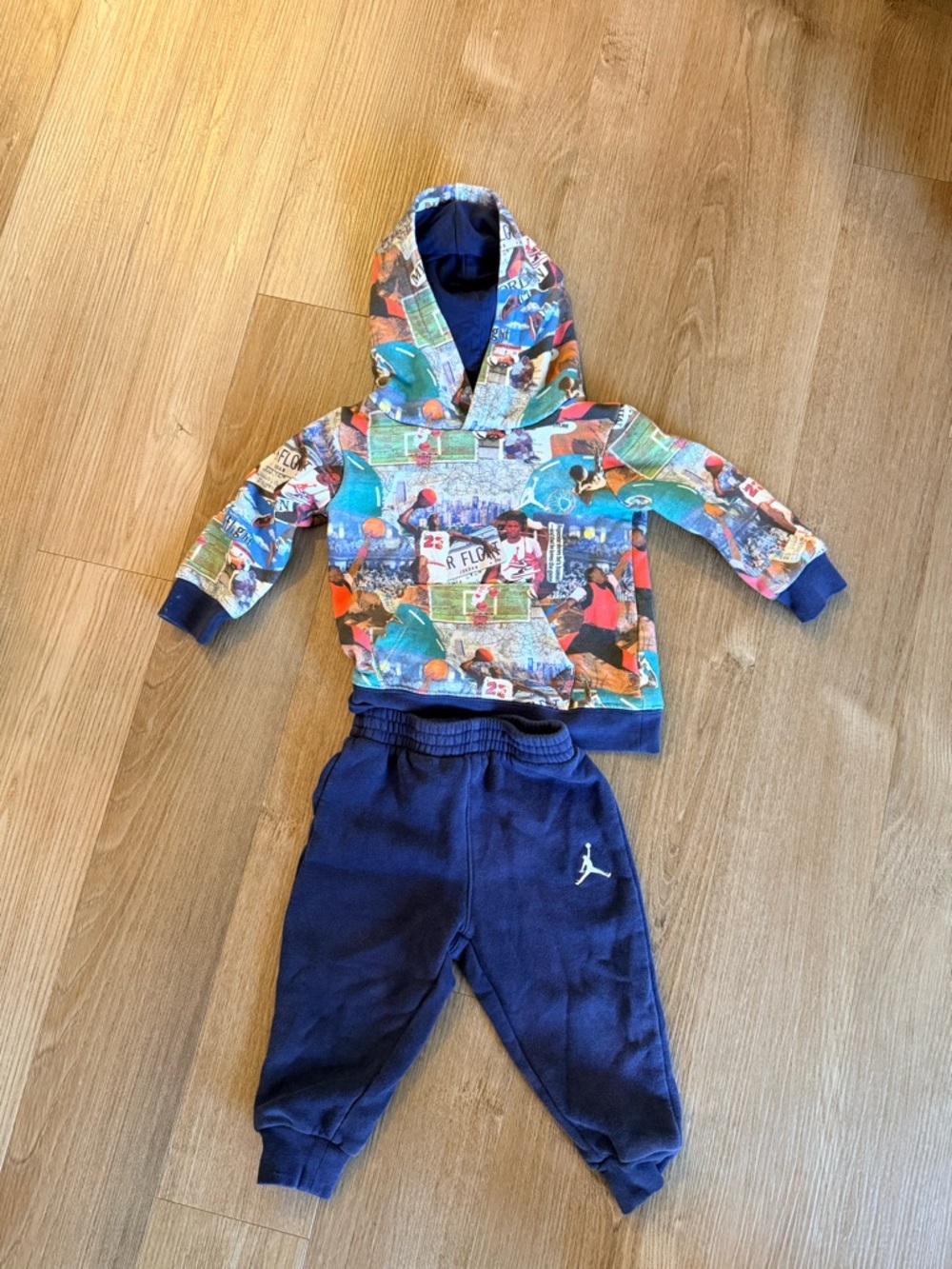 Jordan Graphic Hoodie with Navy Joggers Kids Set